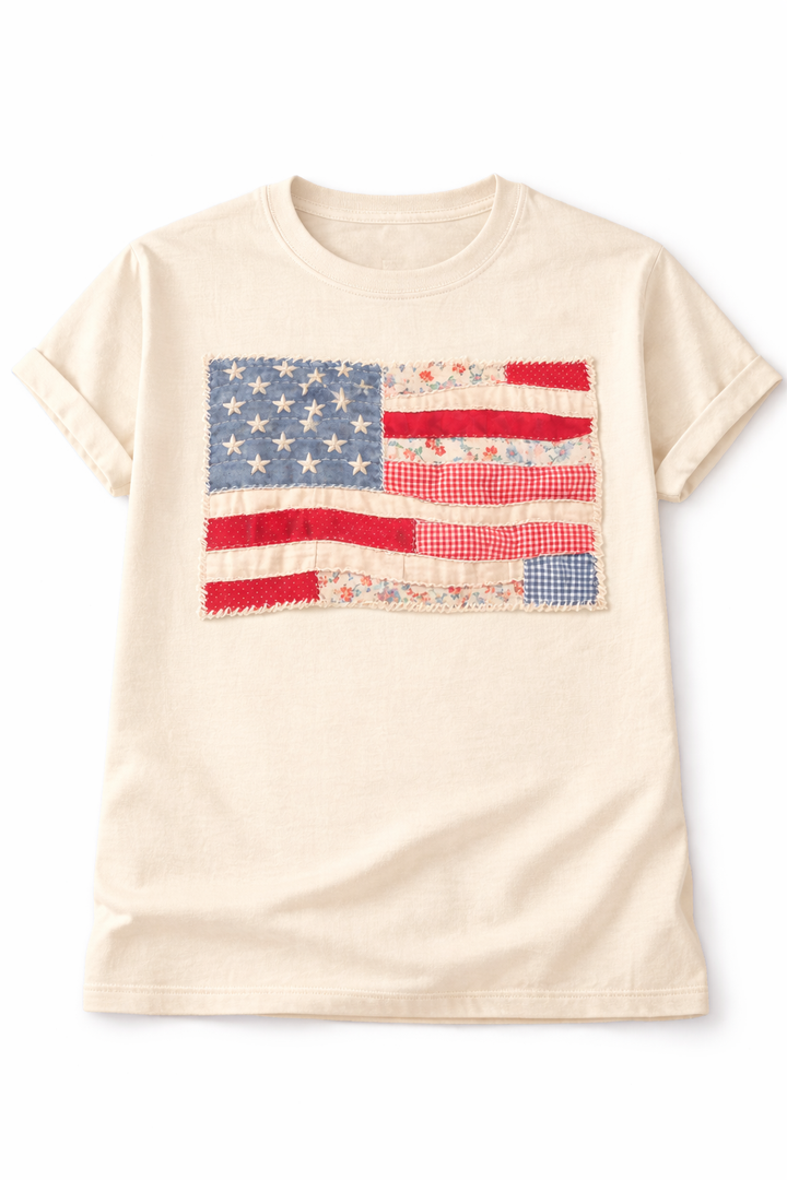Patriotic Patchwork Flag Graphic Tee