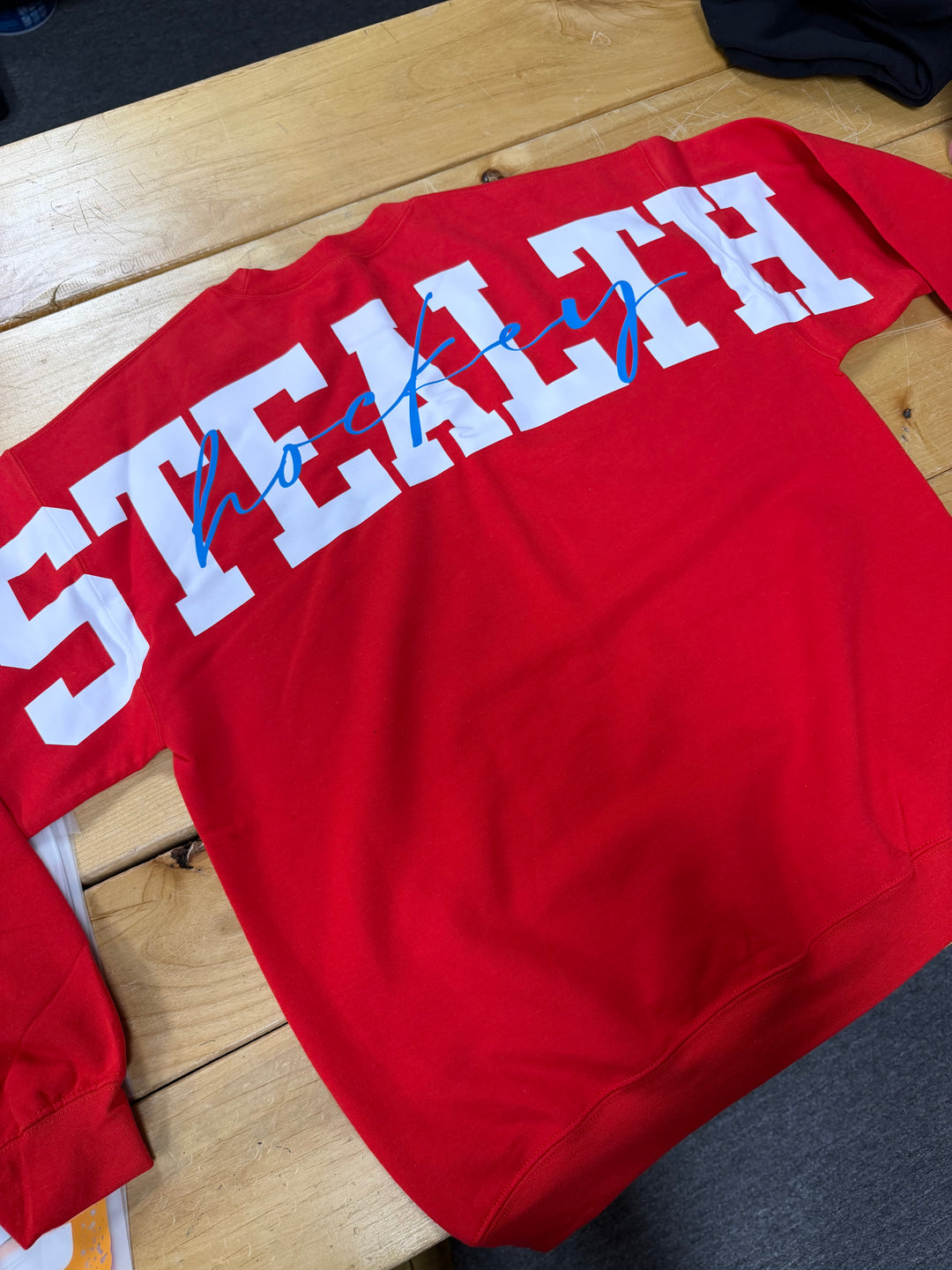 SOLID CUSTOM BIG BACK SWEATSHIRT WITH CURSIVE CENTER