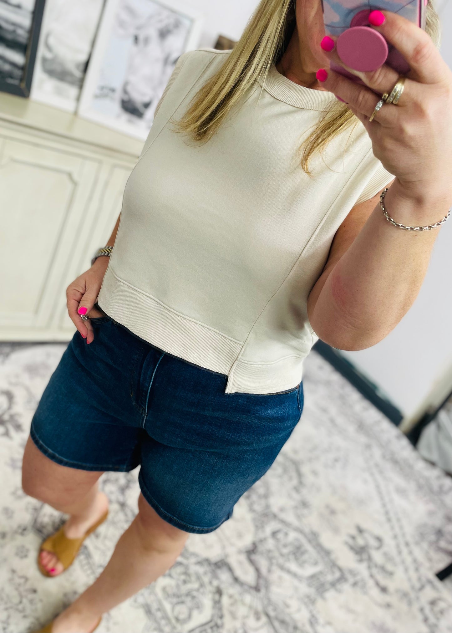 French Terry Crew Neck Top and Shorts Set