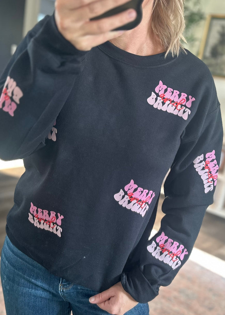 RETRO MERRY & BRIGHT ALL OVER SWEATSHIRT
