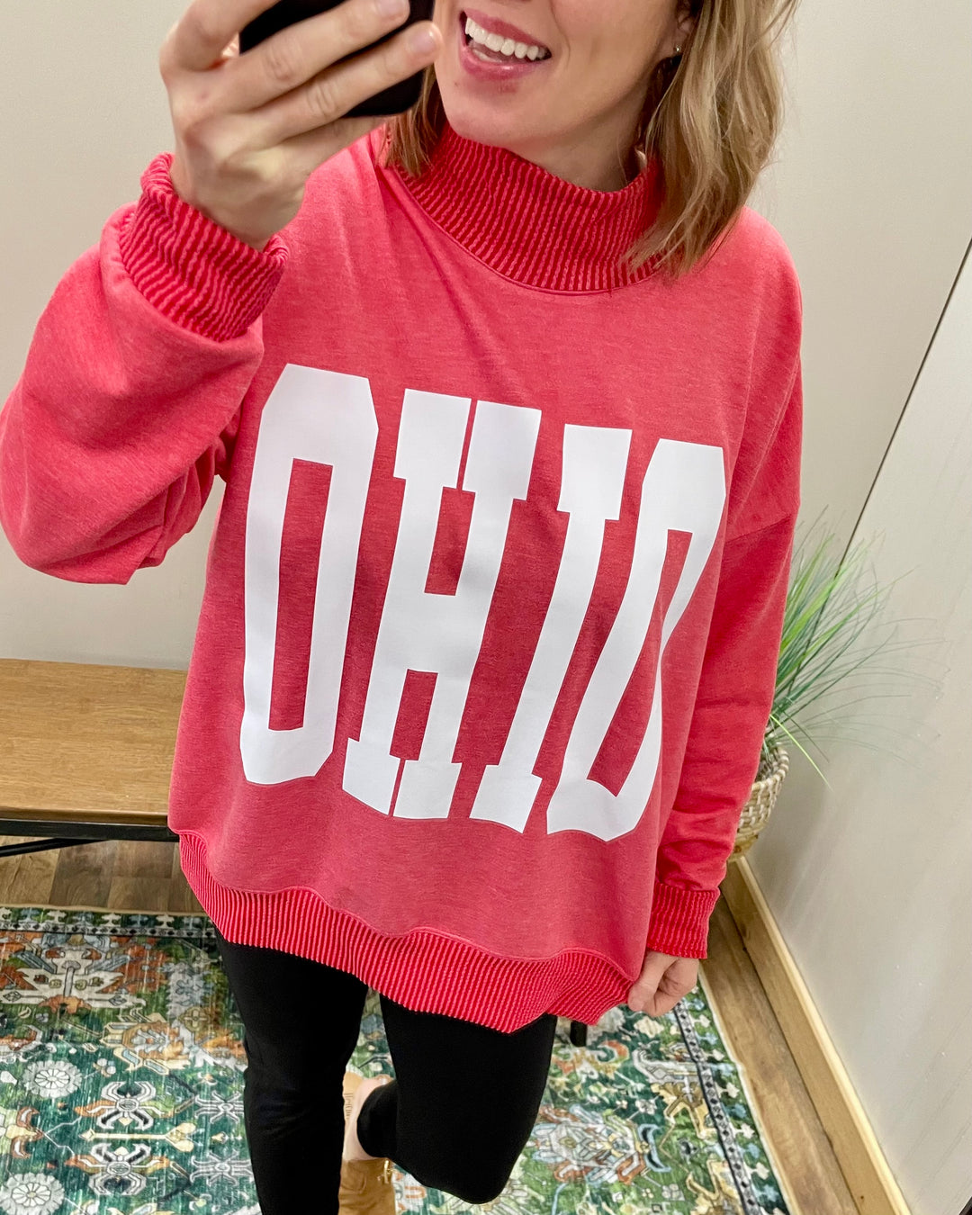 OHIO RED - Mock Neck with Side Collar Slit