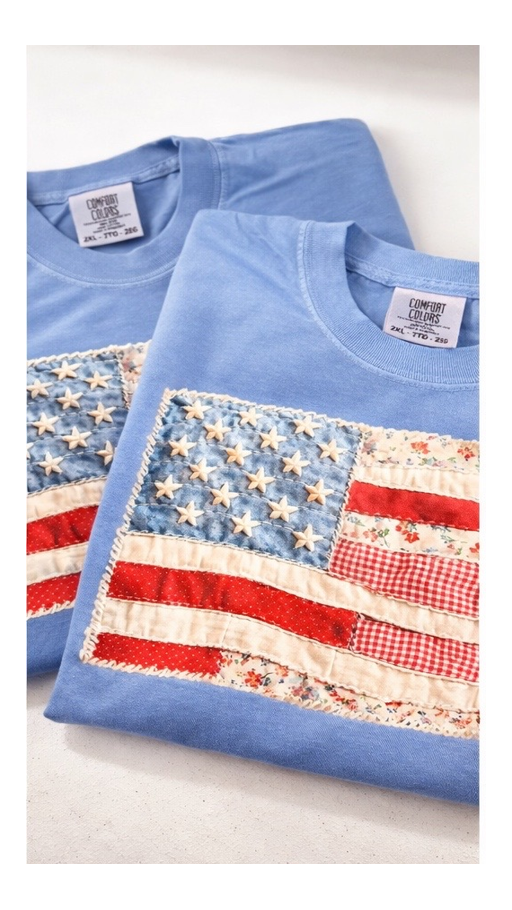 Patriotic Patchwork Flag Graphic Tee