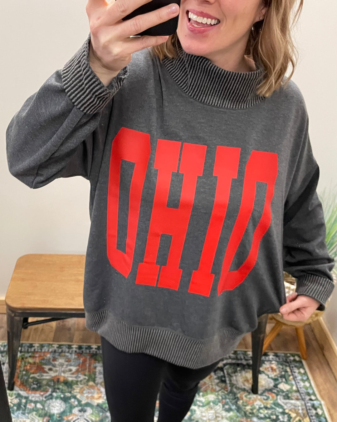 OHIO Grey  - Mock Neck with Side Collar Slit