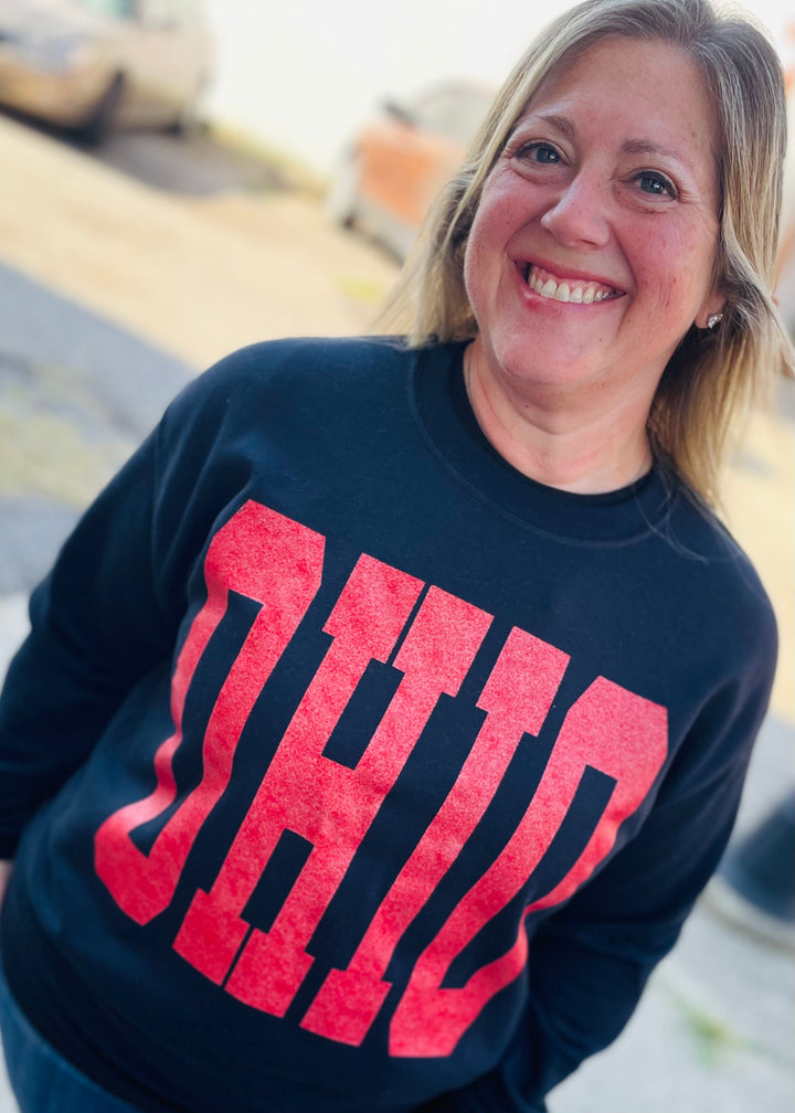 OHIO RED GLITTER LARGE PRINT - GRAPHIC SWEATSHIRT