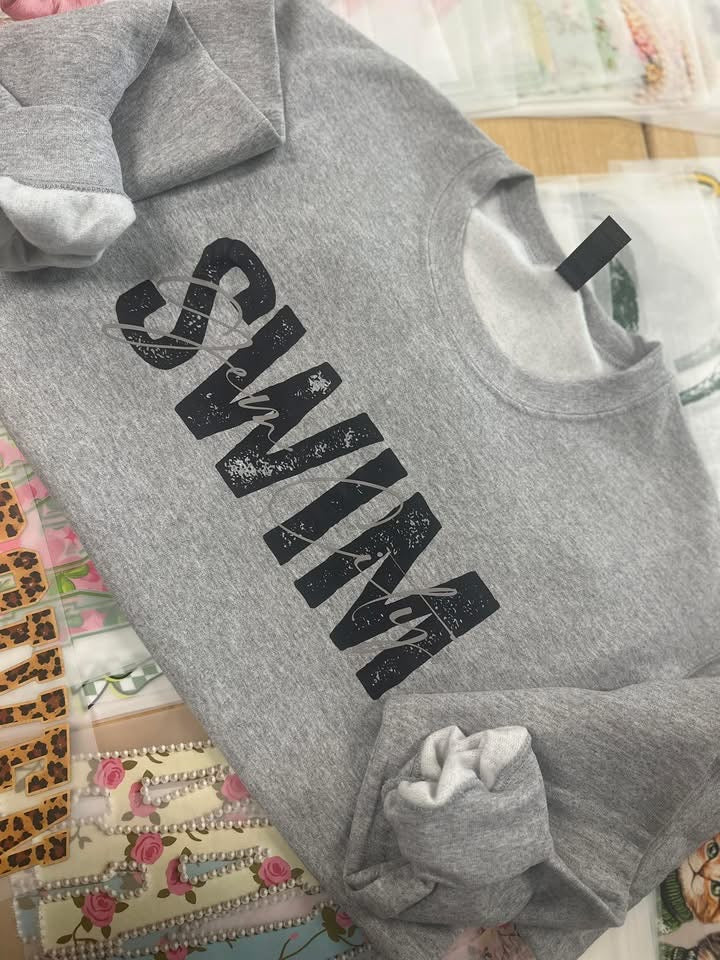 DISTRESSED CUSTOM CURSIVE SWEATSHIRT