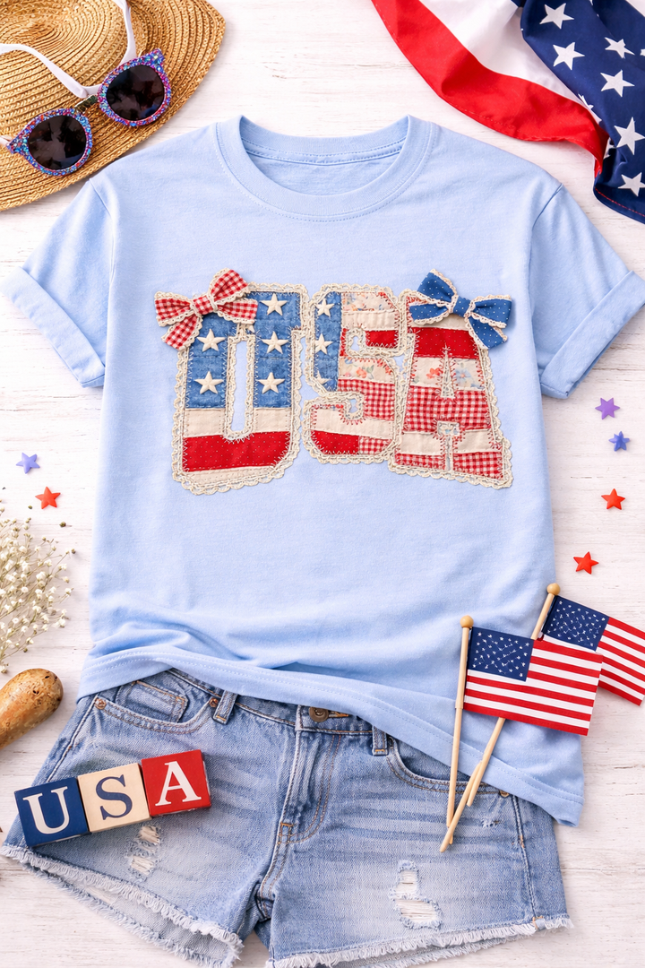 Faux Quilted USA Graphic Tee
