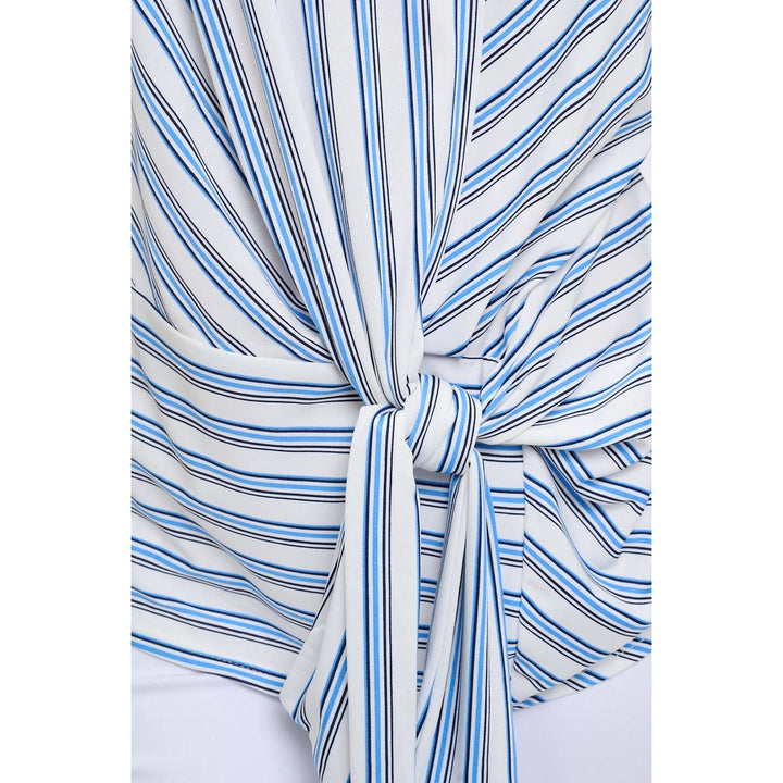 STRIPE TIE FRONT : IVORY/BLUE/NAVY