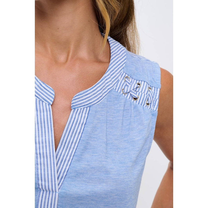 STRIPED MIX MEDIA TANK SHIRT