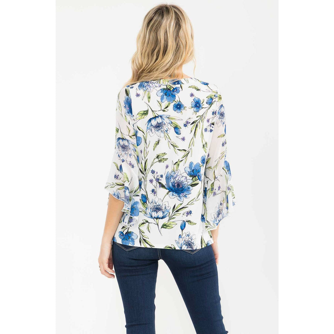 FLORAL MIX MEDIA PINTUCK BLOUSE