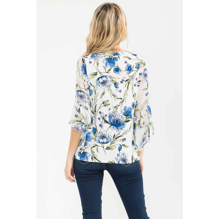 FLORAL MIX MEDIA PINTUCK BLOUSE