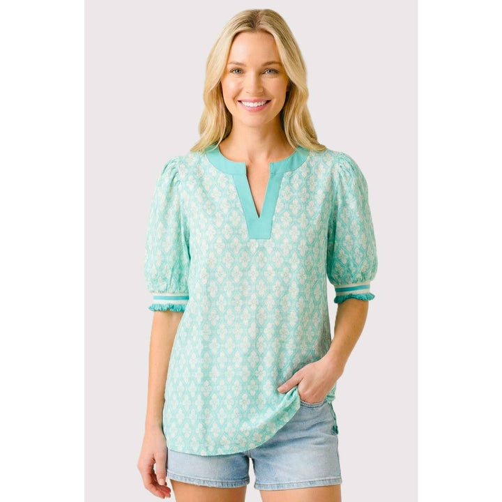 Mint Meadow Geo Floral Top