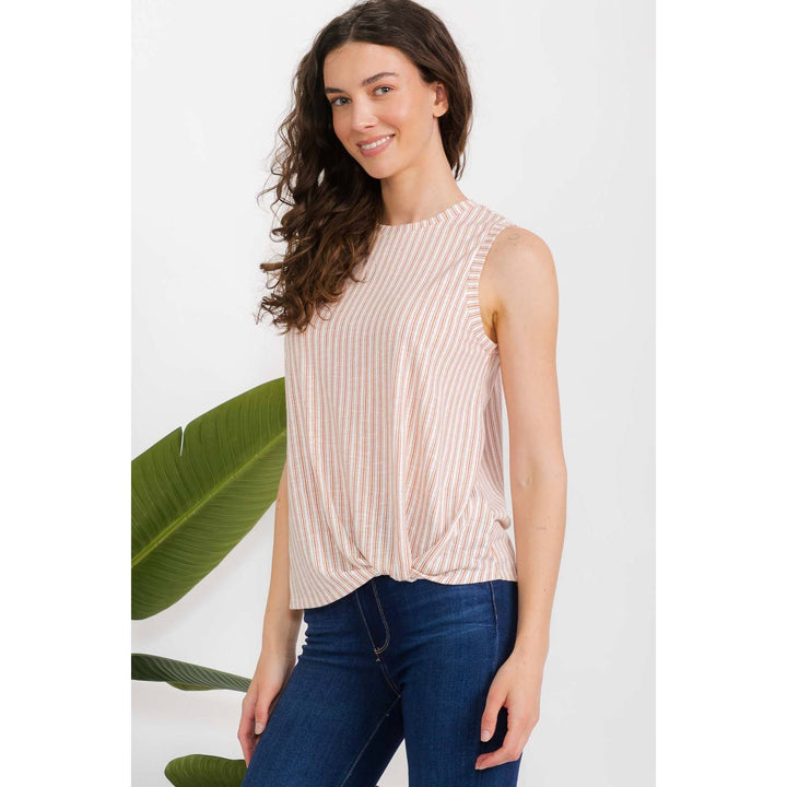 STRIPE SIDE TWIST TANK TOP