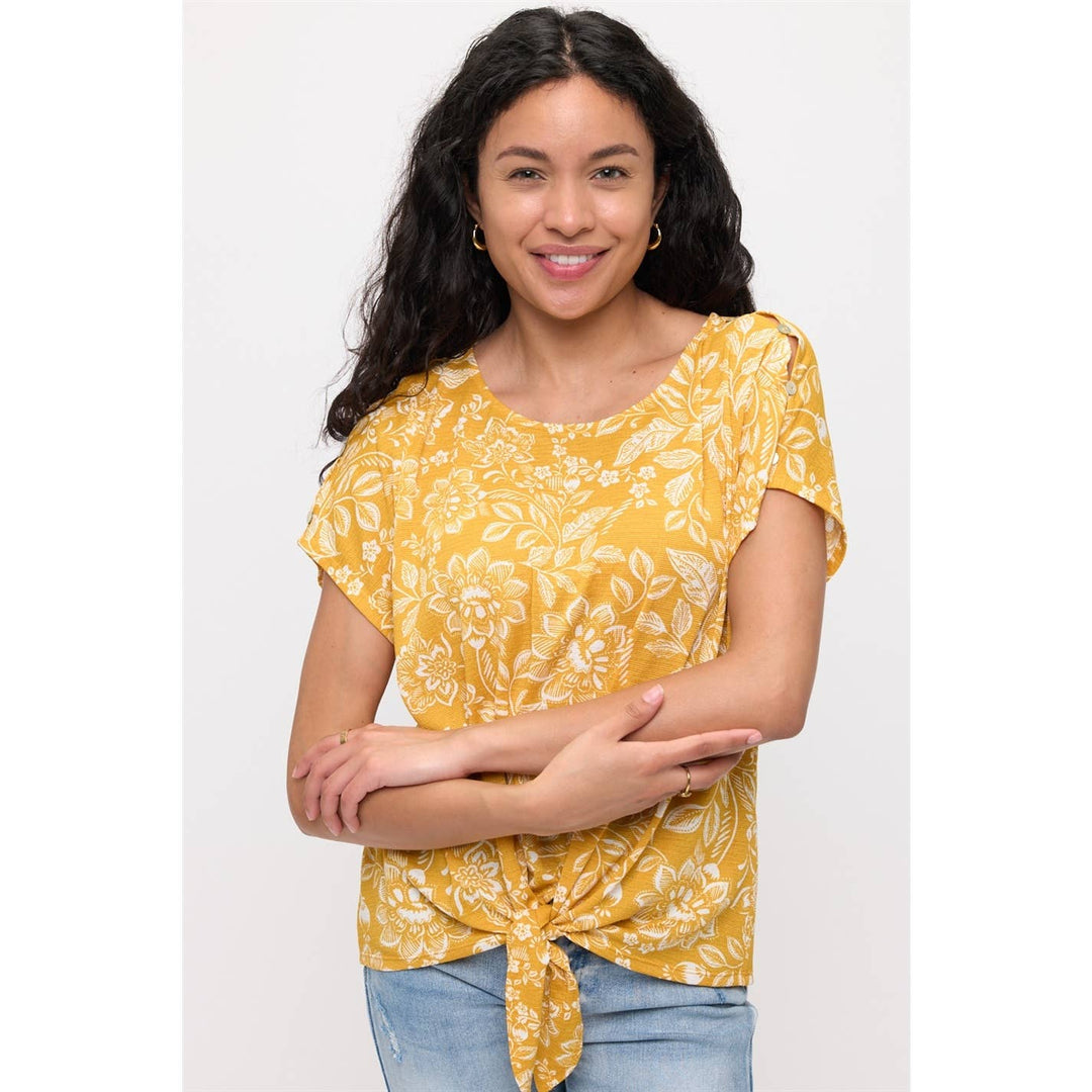 FLORAL SHOULDER SLIT DOLMAN