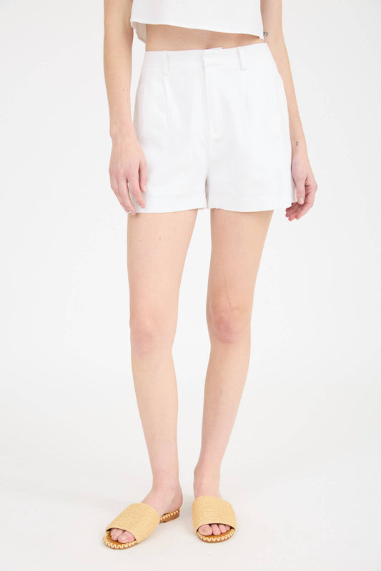 White High Waist Pleated Shorts