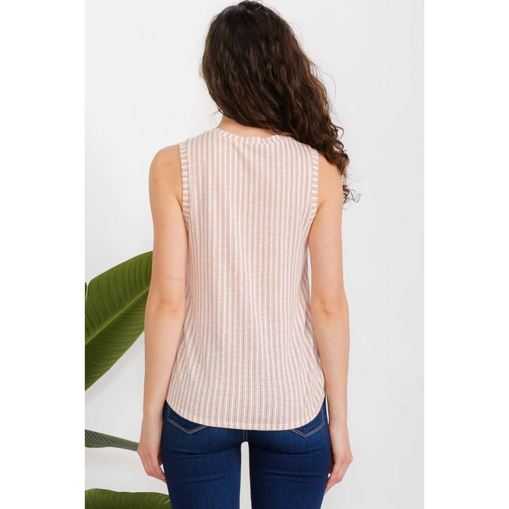 STRIPE SIDE TWIST TANK TOP