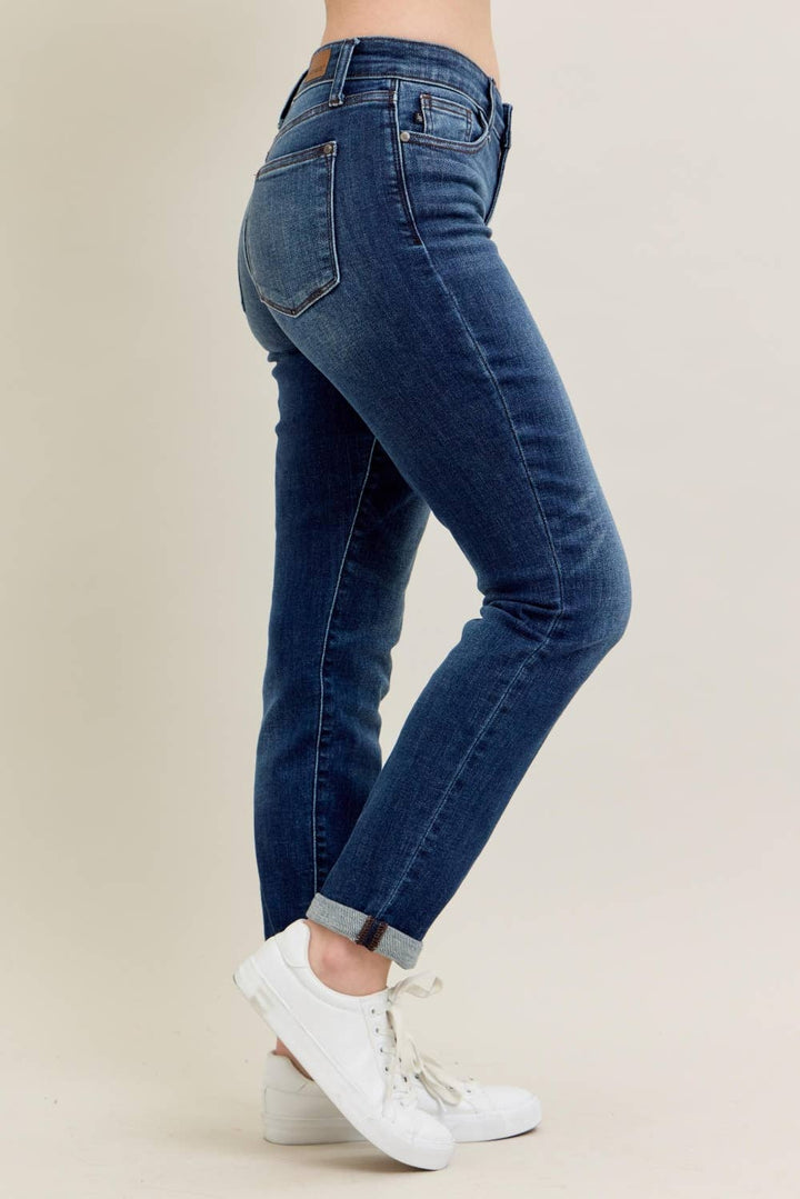 Judy Blue - JB82428 Mid Rise CORE Cuffed Slim Fit
