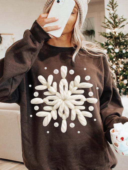 ✨ DEAL OF DAY✨ Crochet Snowflake Graphic Tee or Sweatshirt