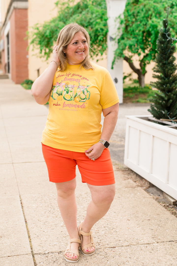 Pull On 7 Inch Inseam Millennium Shorts: Orange