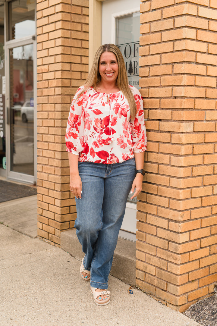 TROPICAL BUBBLE HEM RAGLAN PEASANT
