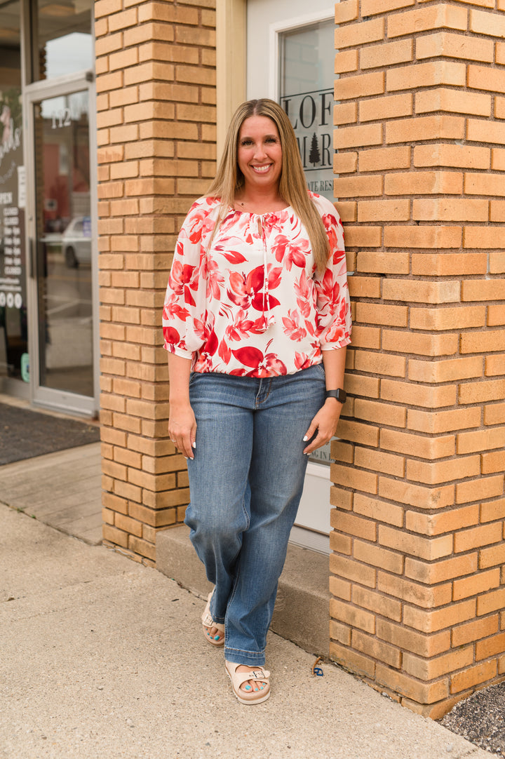 TROPICAL BUBBLE HEM RAGLAN PEASANT