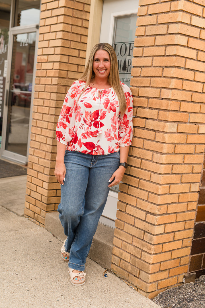 TROPICAL BUBBLE HEM RAGLAN PEASANT