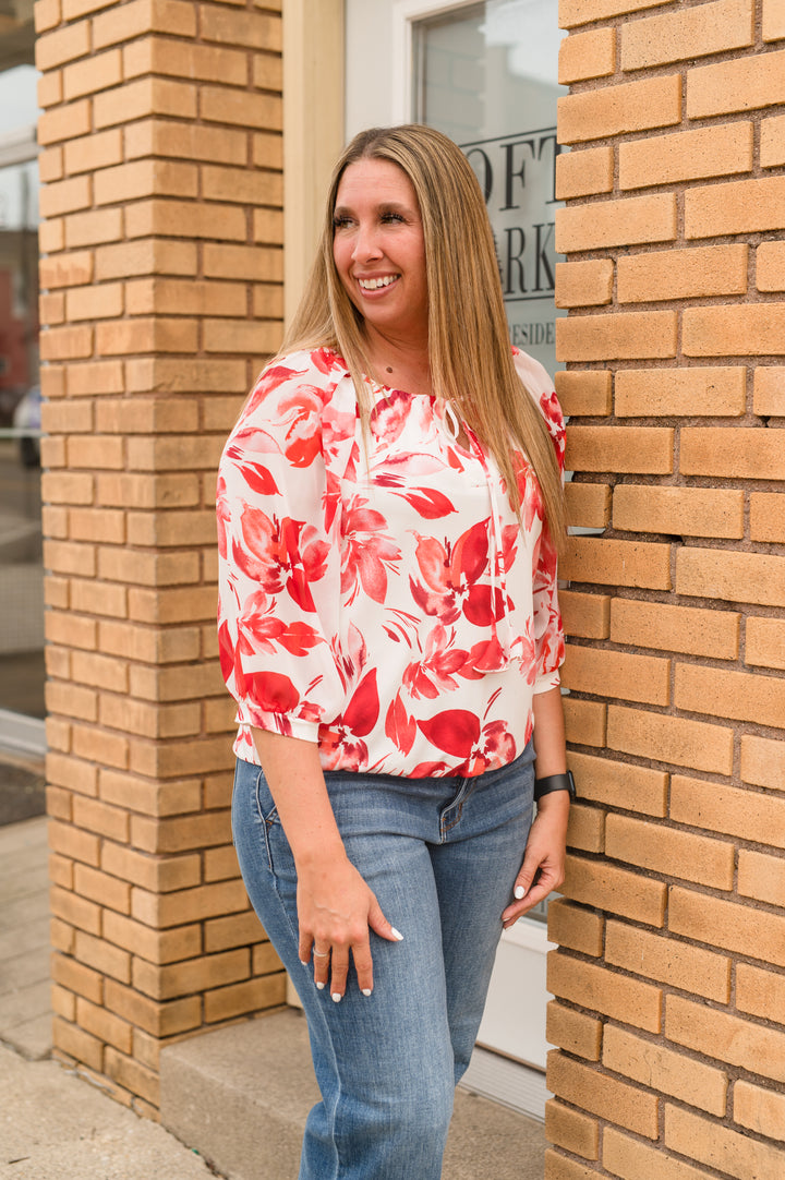 TROPICAL BUBBLE HEM RAGLAN PEASANT